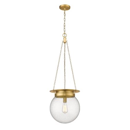 Z-Lite Calhoun Pendant, 1-Light, 13 In.W x 14.75 In.H, Heritage Brass/Clear seedy 7506P13-HBR
